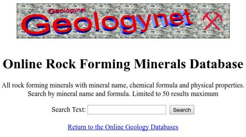 Geologynet: Rock Forming Minerals Website Geologynet: Rock Forming Minerals Website