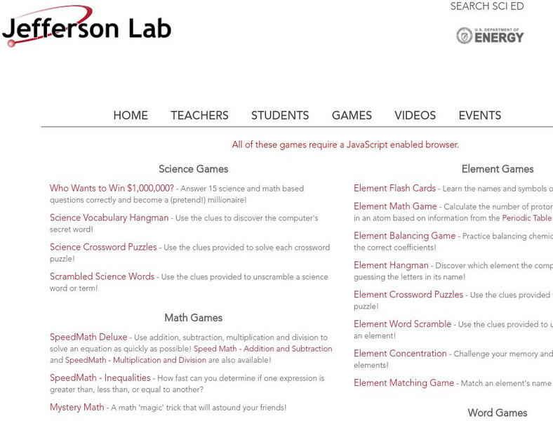 Jefferson Lab: Games & Puzzles Interactive Jefferson Lab: Games & Puzzles Interactive