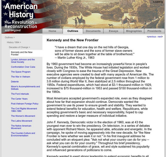 American History: Outlines: Kennedy and the New Frontier Website American History: Outlines: Kennedy and the New Frontier Website