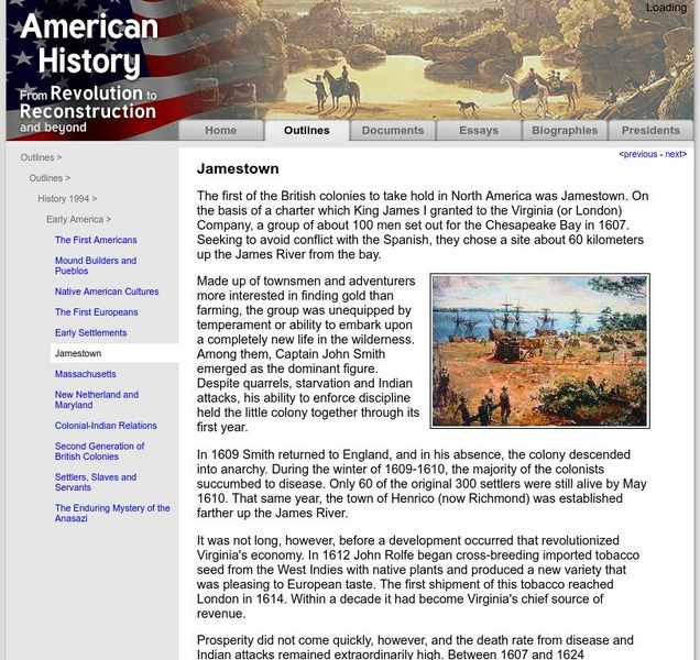 American History: Outlines: Jamestown Activity American History: Outlines: Jamestown Activity