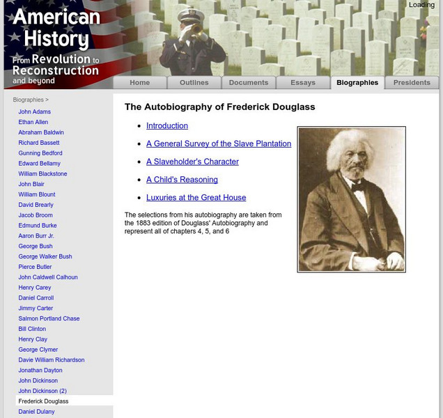 American History: Biographies: Frederick Douglass Unit Plan American History: Biographies: Frederick Douglass Unit Plan