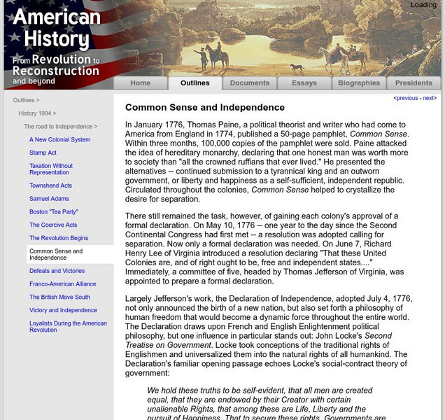 American History: Outlines: Common Sense,independence Website American History: Outlines: Common Sense,independence Website