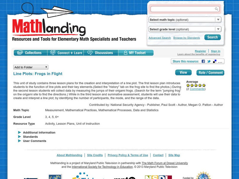 National Security Agency: Line Plots: Frogs in Flight [Pdf] Lesson Plan