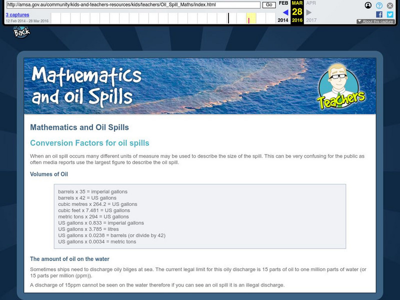 Australian Maritime Safety Authority: Mathematics and Oil Spills Unit Plan Australian Maritime Safety Authority: Mathematics and Oil Spills Unit Plan