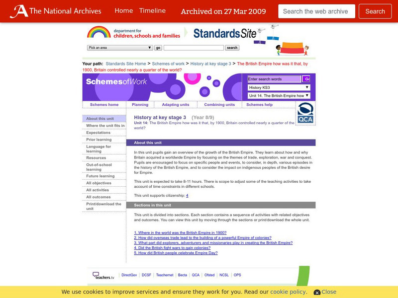 Standards Site: The British Empire: Learning Activities for Key Stage 3 Lesson Plan Standards Site: The British Empire: Learning Activities for Key Stage 3 Lesson Plan