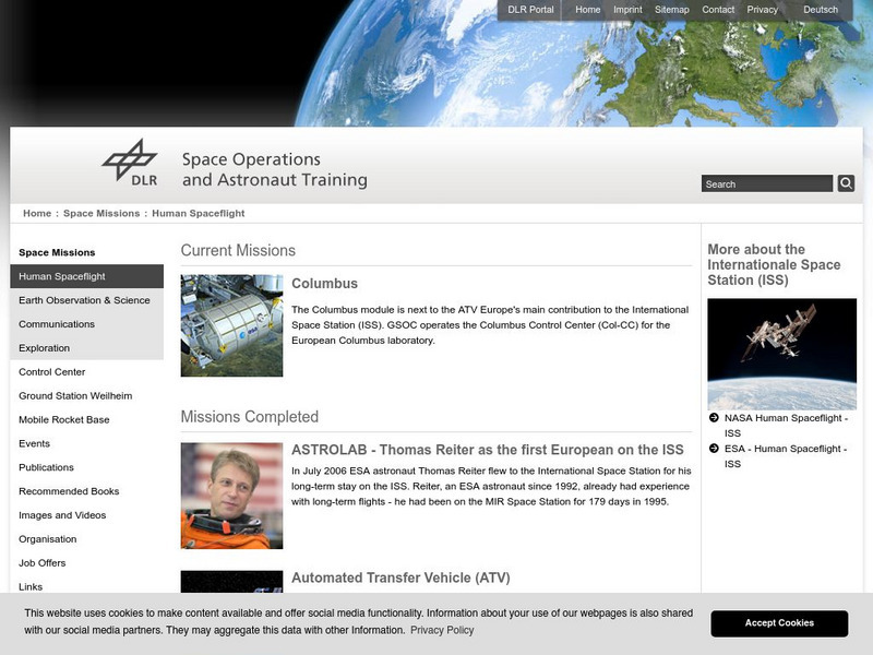 German Aerospace Center: Human Spaceflight Missions Website German Aerospace Center: Human Spaceflight Missions Website