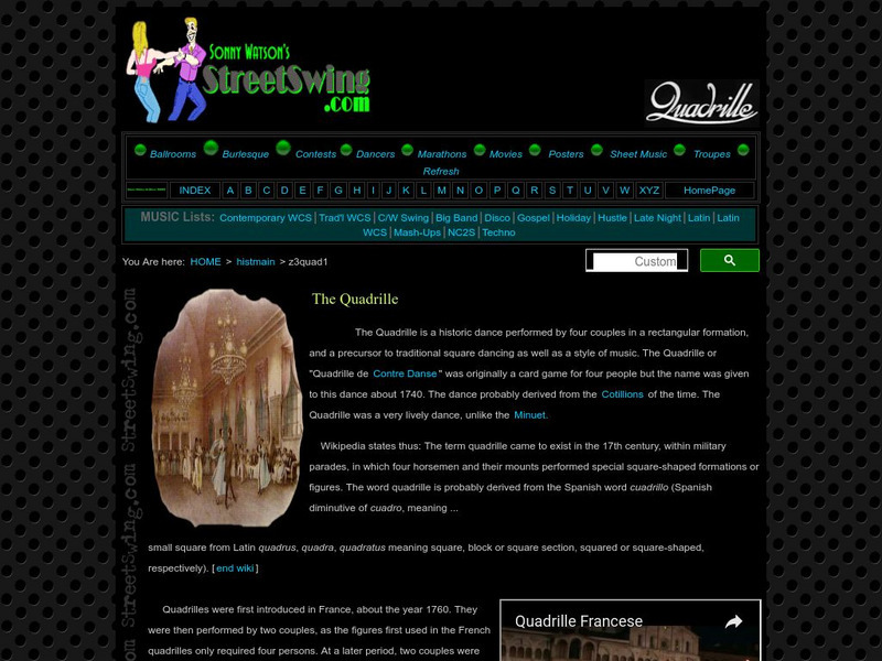 Street Swing: Dance History Archives: The Quadrille Website Street Swing: Dance History Archives: The Quadrille Website