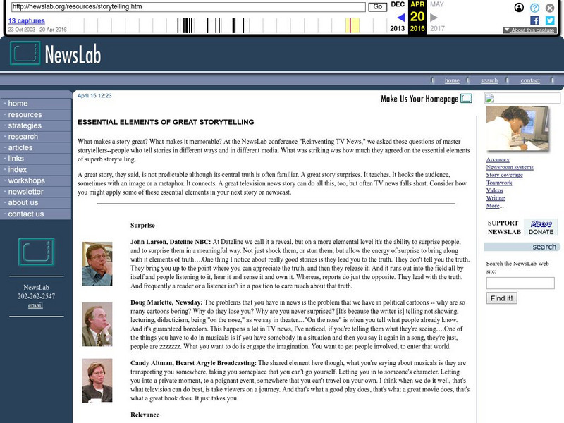 News Lab: Elements of Great Storytelling Article News Lab: Elements of Great Storytelling Article