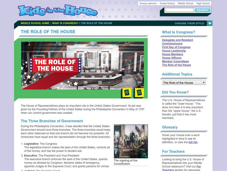 Office of the Clerk: The Role of the House Website Office of the Clerk: The Role of the House Website