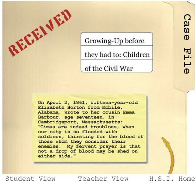 Historical Scene Investigation: Children of the Civil War Activity Historical Scene Investigation: Children of the Civil War Activity