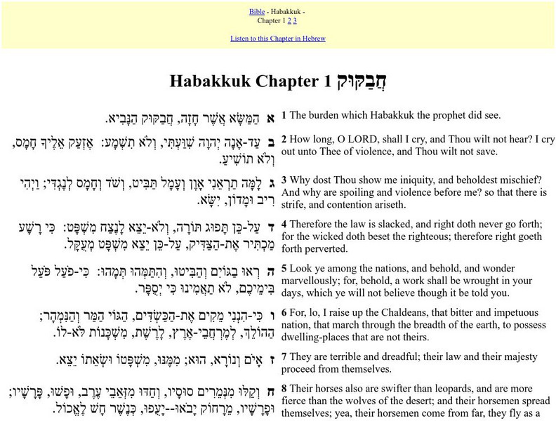 Hebrew English Bible: Habakkuk Primary Hebrew English Bible: Habakkuk Primary