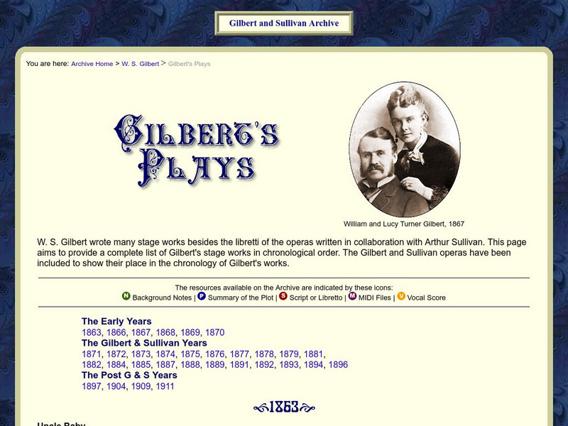 Gilbert and Sullivan Archive: Gilbert's Plays Website Gilbert and Sullivan Archive: Gilbert's Plays Website