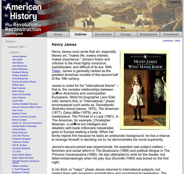 American History: Outlines: Outline of American Lit Website American History: Outlines: Outline of American Lit Website