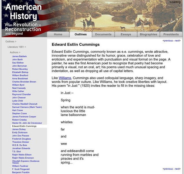 American History: Outlines: Edward Estlin Cummings Website American History: Outlines: Edward Estlin Cummings Website