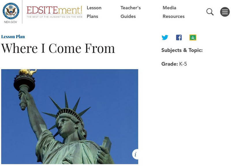 Neh: Edsit Ement: Where I Come From Lesson Plan Neh: Edsit Ement: Where I Come From Lesson Plan
