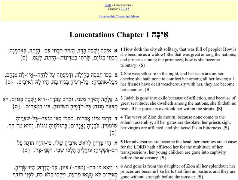Hebrew English Bible: Lamentations Primary Hebrew English Bible: Lamentations Primary
