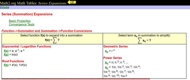 Math2.org: Series Expansion Handout Math2.org: Series Expansion Handout