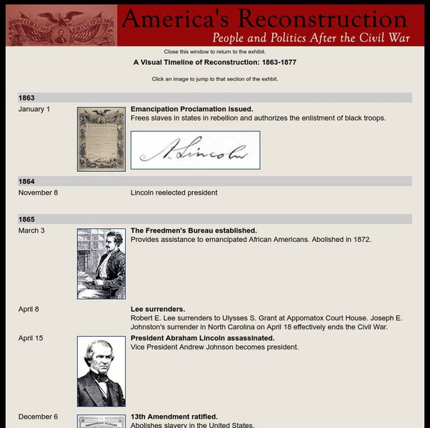 Digital History: America's Reconstruction: A Visual Timeline of Reconstruction Handout Digital History: America's Reconstruction: A Visual Timeline of Reconstruction Handout