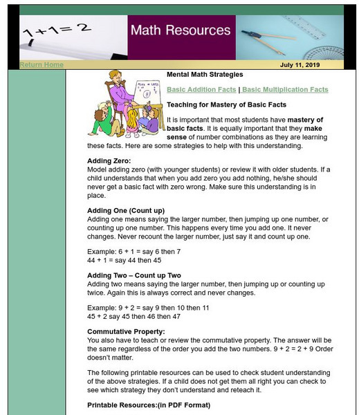Saskatoon Public Schools: Mental Math Strategies Unknown Type Saskatoon Public Schools: Mental Math Strategies Unknown Type