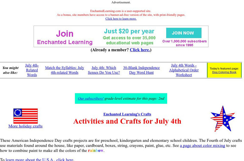 Enchanted Learning: Activities and Crafts for July 4th Unit Plan Enchanted Learning: Activities and Crafts for July 4th Unit Plan