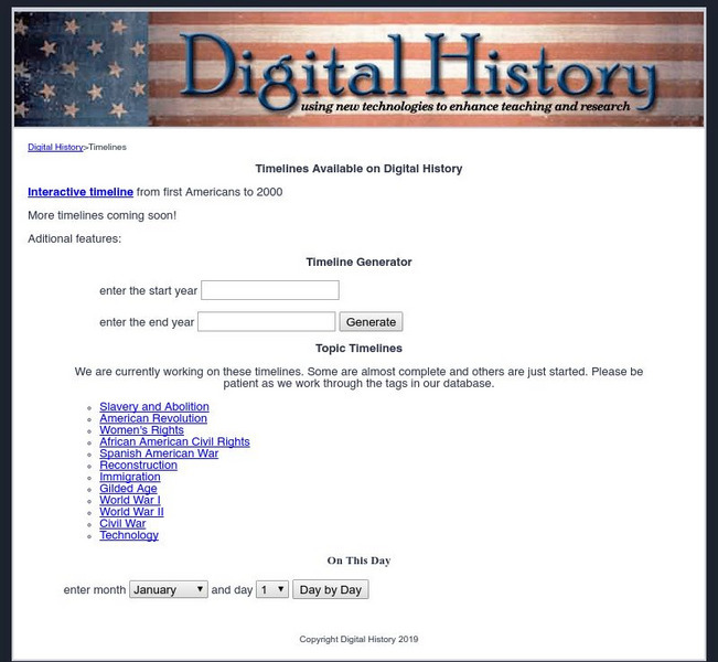 Digital History: United States Timeline Interactive Digital History: United States Timeline Interactive