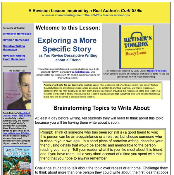 Writing Fix: Exploring a More Specific Story Lesson Plan