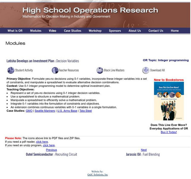 Hsor.org: Latisha Develops an Investment Plan: Decision Variables Unit Plan Hsor.org: Latisha Develops an Investment Plan: Decision Variables Unit Plan