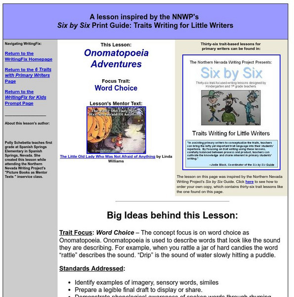 Writing Fix: Onomatopoeia Adventures Lesson Plan Writing Fix: Onomatopoeia Adventures Lesson Plan