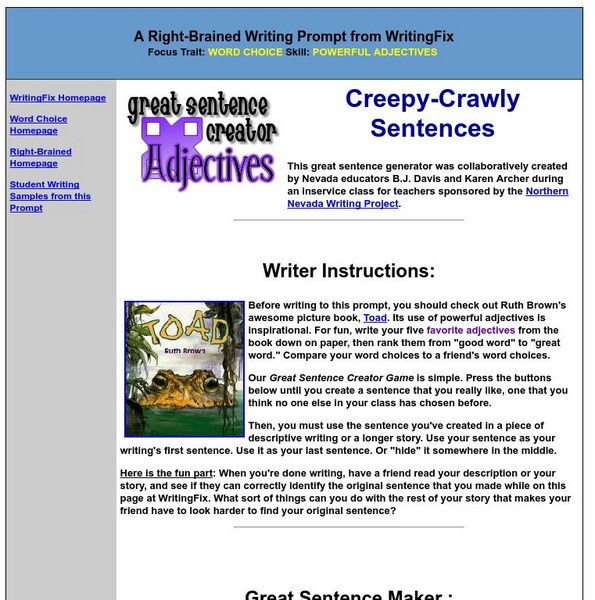 Writing Fix: Creepy Crawly Sentences Lesson Plan Writing Fix: Creepy Crawly Sentences Lesson Plan