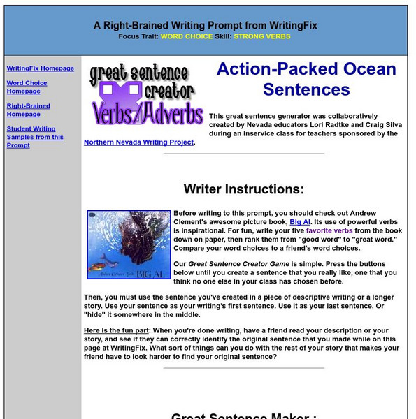 Writing Fix: Action Packed Ocean Sentences Lesson Plan Writing Fix: Action Packed Ocean Sentences Lesson Plan