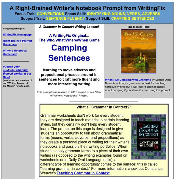 Writing Fix: Camping Sentences Lesson Plan Writing Fix: Camping Sentences Lesson Plan