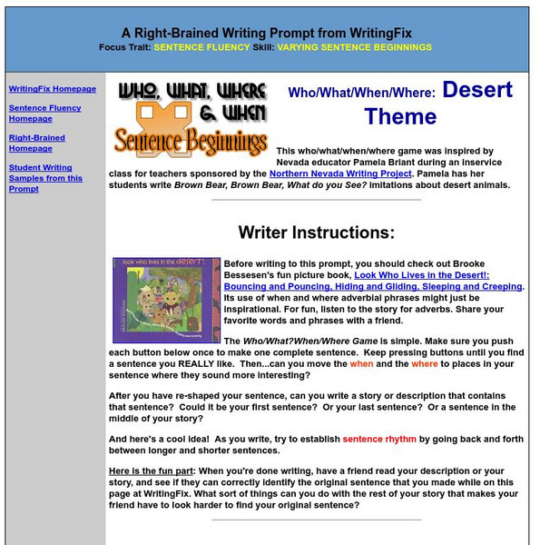 Writing Fix: Who/what/when/where: Desert Theme Lesson Plan Writing Fix: Who/what/when/where: Desert Theme Lesson Plan