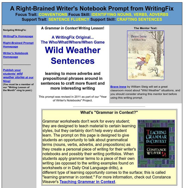 Writing Fix: The Who/what/where/when Game: Wild Weather Sentences Lesson Plan Writing Fix: The Who/what/where/when Game: Wild Weather Sentences Lesson Plan