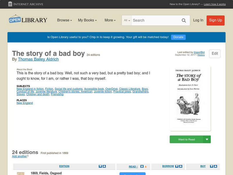 Open Library: The Story of a Bad Boy eBook