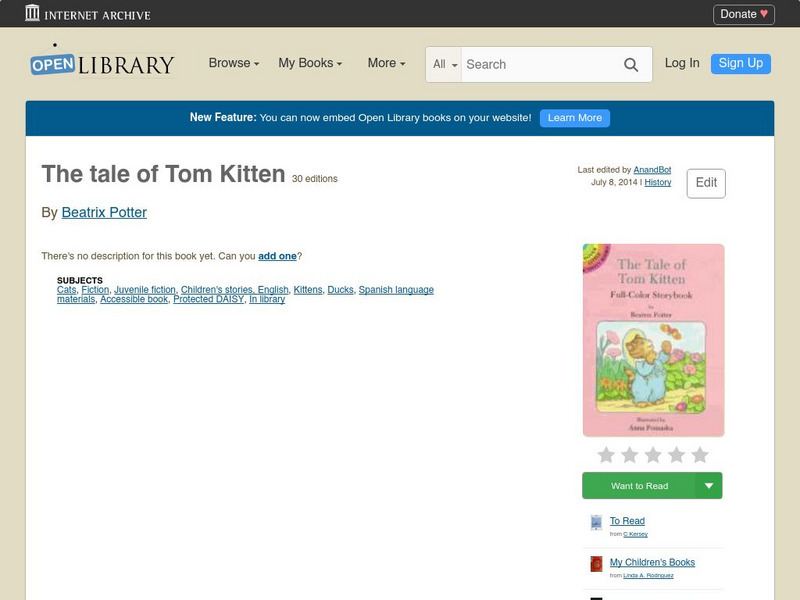 Open Library: The Tale of Tom Kitten by Beatrix Potter eBook