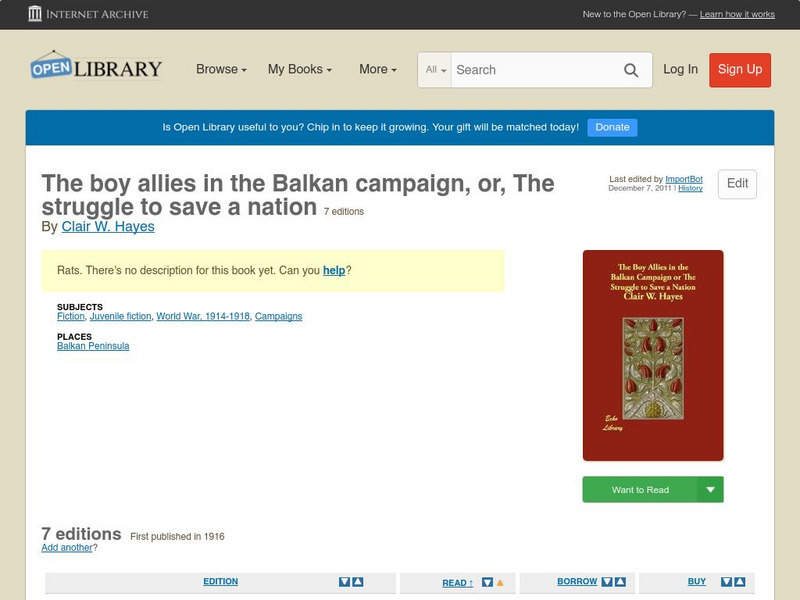 Open Library: The Boy Allies in the Balkan Campaign eBook