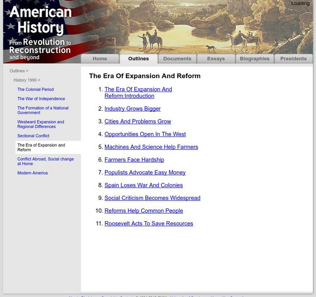 American History: Outlines: The Era of Expansion and Reform Website American History: Outlines: The Era of Expansion and Reform Website