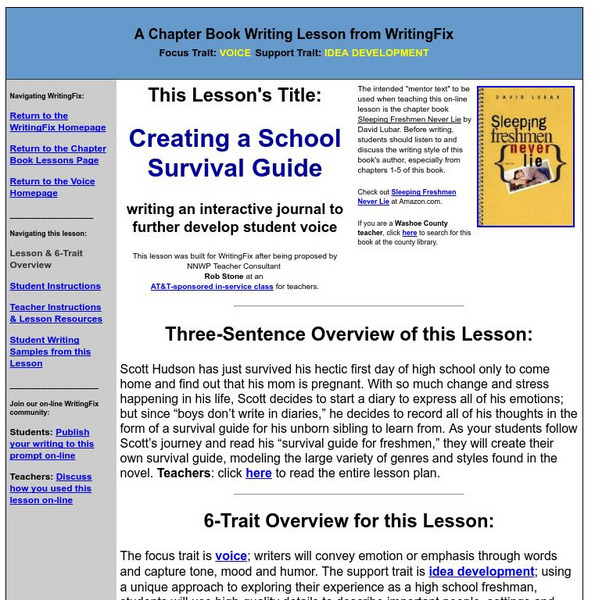 Writing Fix: Creating a School Survival Guide Lesson Plan Writing Fix: Creating a School Survival Guide Lesson Plan