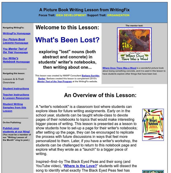Writing Fix: What's Been Lost? Lesson Plan Writing Fix: What's Been Lost? Lesson Plan