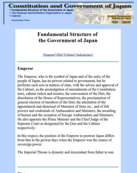 Kantei: Constitution and Government of Japan Website