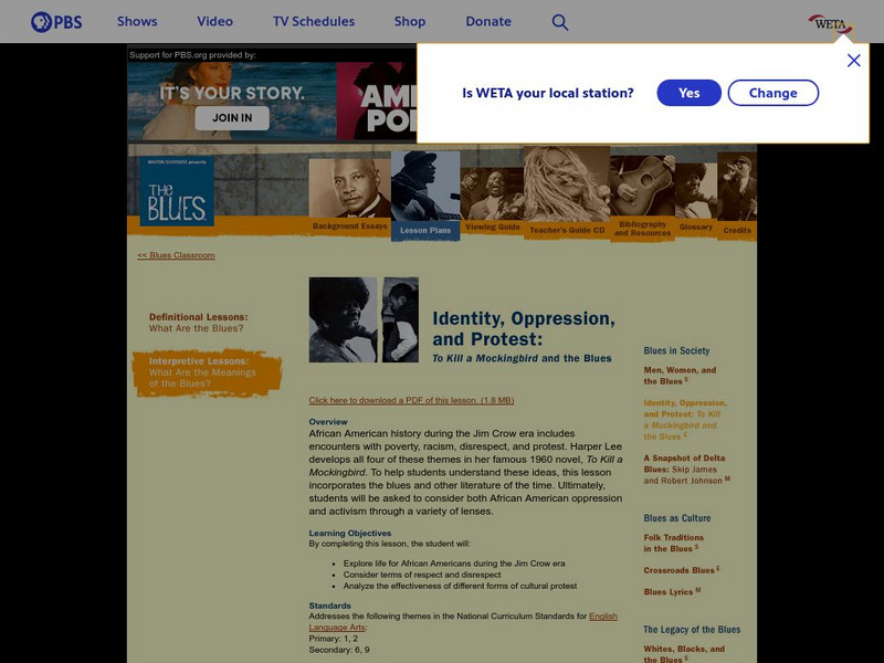 Pbs: Identity, Oppression, and Protest Lesson Plan Pbs: Identity, Oppression, and Protest Lesson Plan