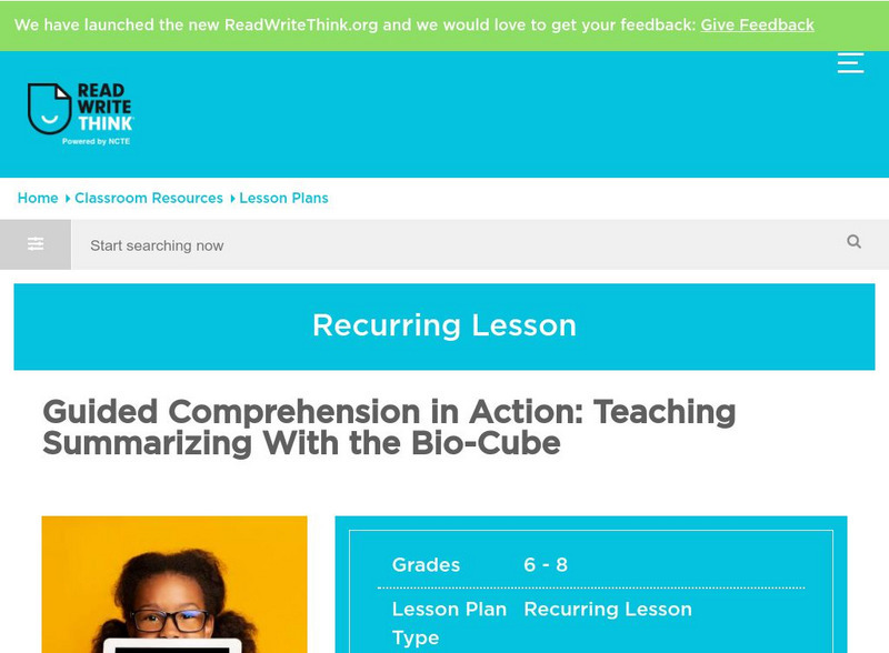 Read Write Think: Guided Comprehension in Action: Teaching Summarizing Lesson Plan Read Write Think: Guided Comprehension in Action: Teaching Summarizing Lesson Plan