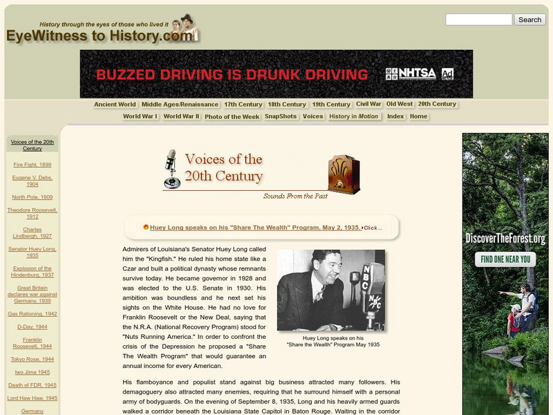 Eyewitness to History: Huey Long, 1935 Audio