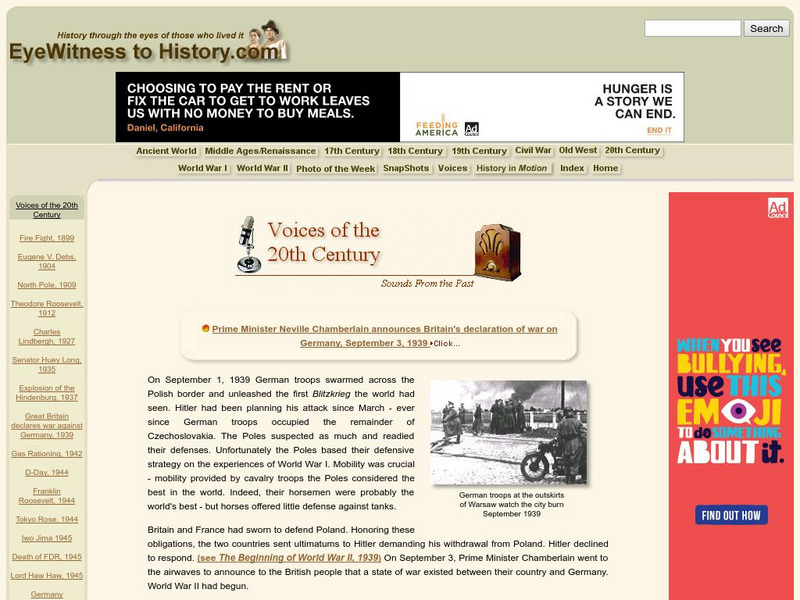 Eye Witness to History: Britain Declares War Website Eye Witness to History: Britain Declares War Website