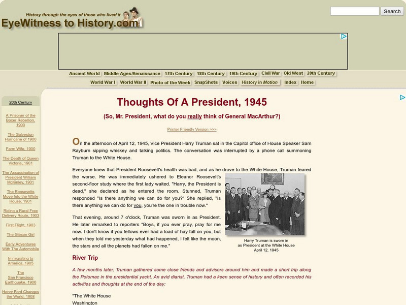 Eye Witness to History: Thoughts of a President, 1945 Website Eye Witness to History: Thoughts of a President, 1945 Website