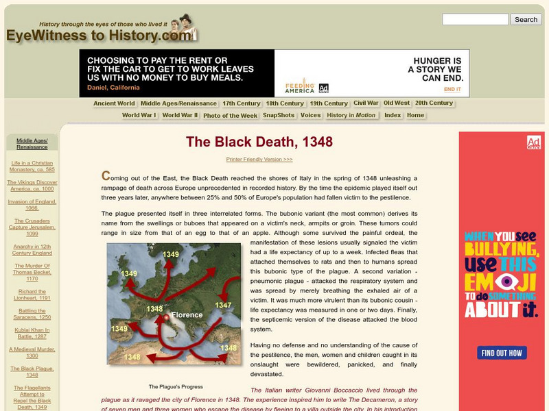 Eye Witness: The Black Death, 1348 Handout Eye Witness: The Black Death, 1348 Handout