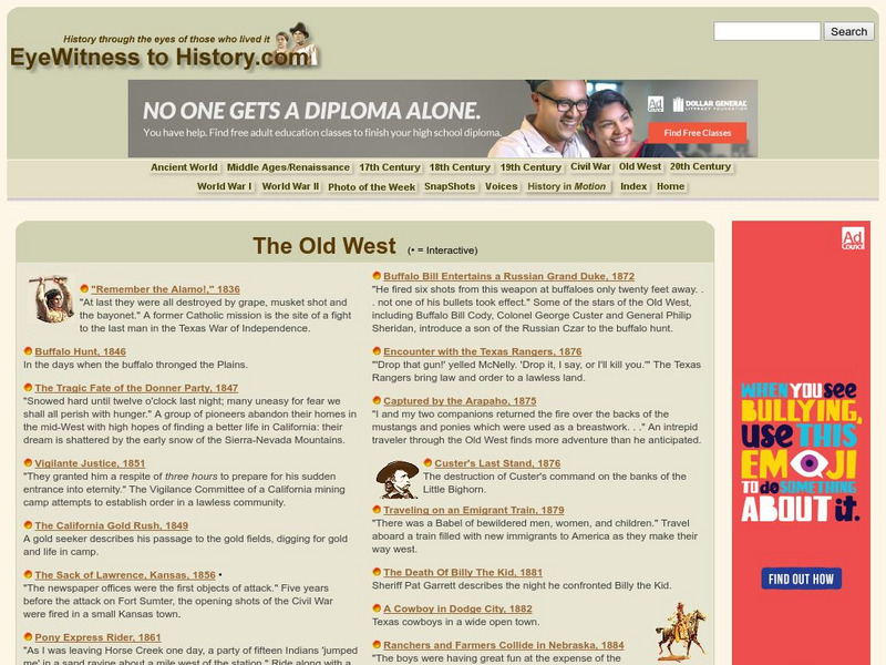 Eye Witness to History: The Old West Website Eye Witness to History: The Old West Website