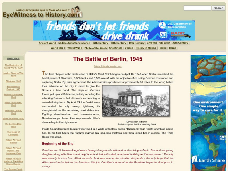 Eyewitness to History: The Fall of Berlin, 1945 Website Eyewitness to History: The Fall of Berlin, 1945 Website