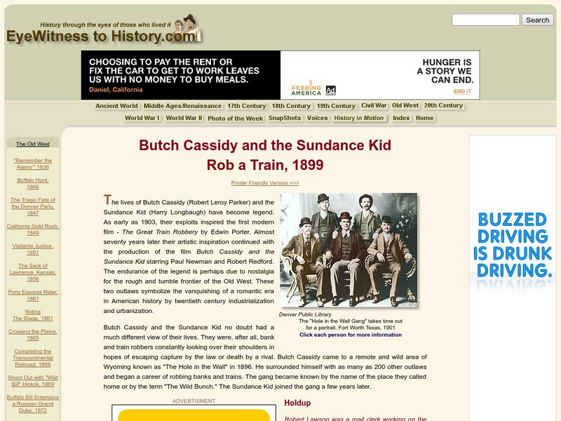 Eyewitness to History: Butch Cassidy and the Sundance Kid Rob a Train, 1899 Website Eyewitness to History: Butch Cassidy and the Sundance Kid Rob a Train, 1899 Website
