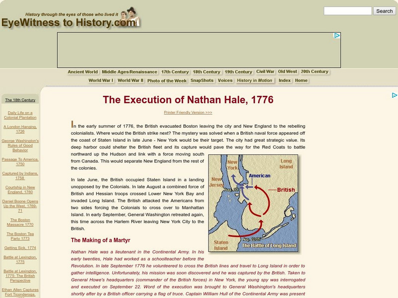 Eyewitness to History: The Execution of Nathan Hale Website Eyewitness to History: The Execution of Nathan Hale Website